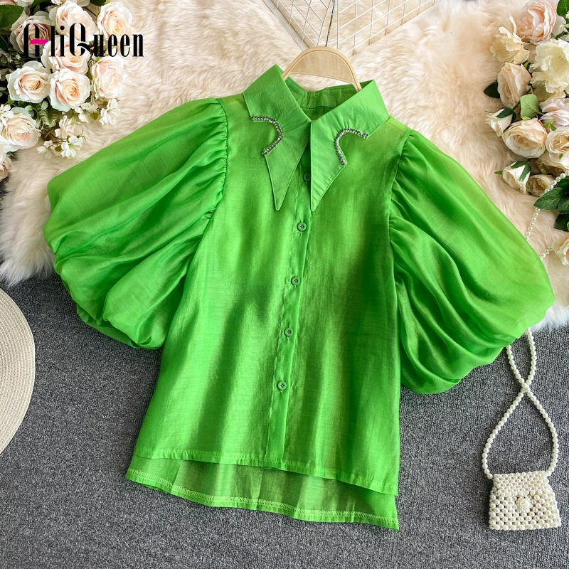 Korean Fashion Puff Sleeve Blouses Women Button Up Shirt Harajuku Clothes Summer Elegant Vintage See Through Sexy Blusas Mujer
Korean Fashion Puff Sleeve Blouses Women Button Up Shirt Harajuku Clothes Summer Elegant Vintage See Through Sexy Blusas Mujer