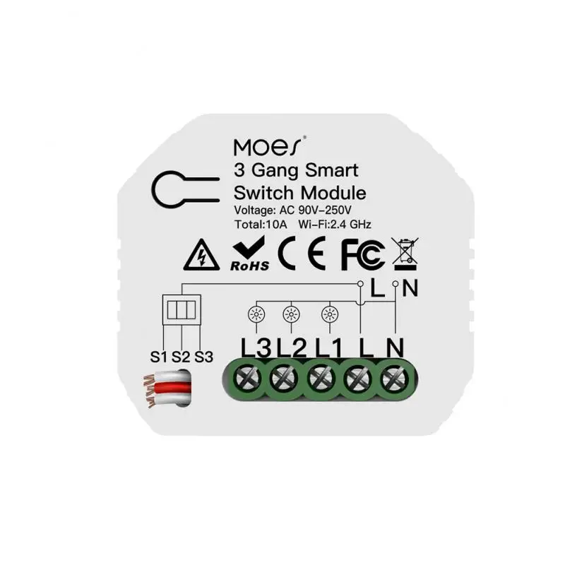 WiFi Smart Switch Module 3 Gang 1/2 Way Mini DIY Switch Module Tuya/Smart Life App Light Switch Works with Alexa Google Home
WiFi Smart Switch Module 3 Gang 1/2 Way Mini DIY Switch Module Tuya/Smart Life App Light Switch Works with Alexa Google Home