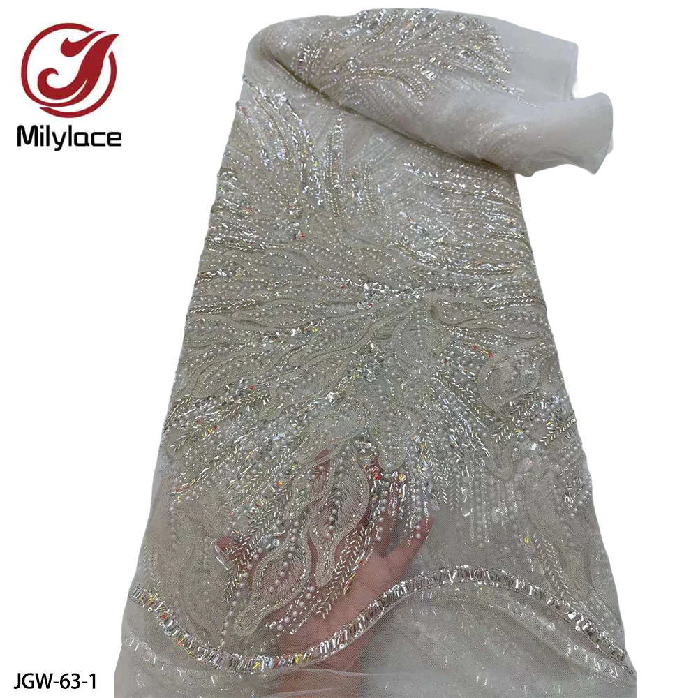 High-end Handmade Heavy Beaded Lace Fabric with Sequins and Embroidery Lace Tulle Fabric for Evening and Wedding Dress JGW-63
High-end Handmade Heavy Beaded Lace Fabric with Sequins and Embroidery Lace Tulle Fabric for Evening and Wedding Dress JGW-63