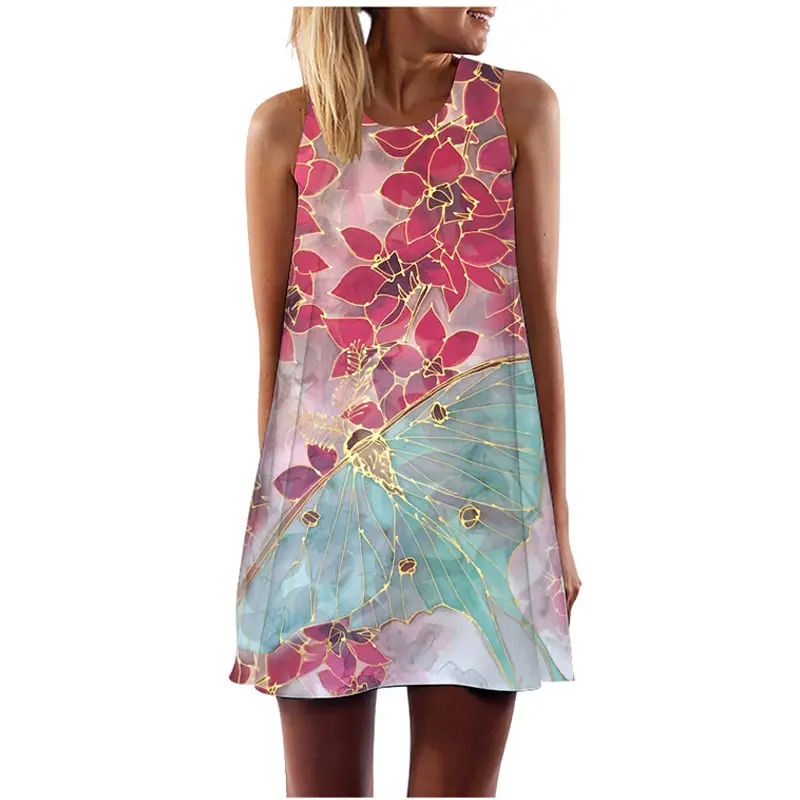 Женское пляжное платье-майка без рукавов, повседневное свободное платье мини с круглым вырезом и цветочным принтом бабочки и стрекозы, лето 2023
Женское пляжное платье-майка без рукавов, повседневное свободное платье мини с круглым вырезом и цветочным принтом бабочки и стрекозы, лето 2023