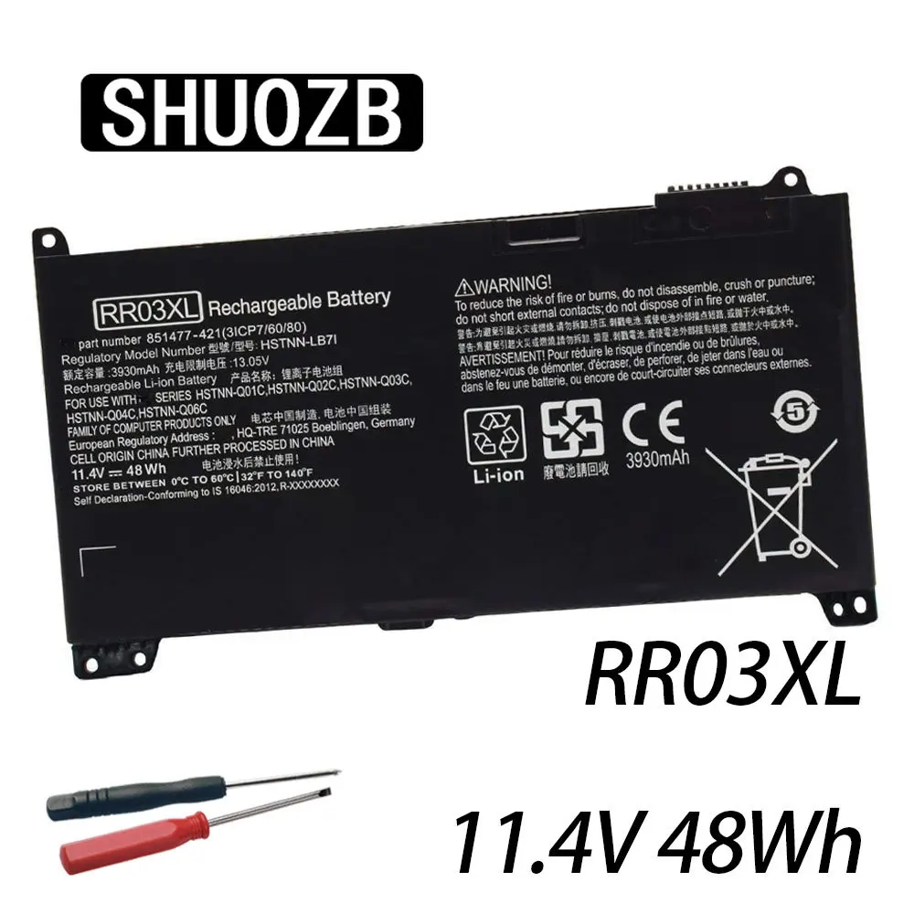 SHUOZB 11.4V 48Wh RR03XL Laptop Battery For HP ProBook 430 440 450 455 470 G4 HSTNN-PB6W 851477-832 HSTNN-Q04C HSTNN-Q06C Q01C
SHUOZB 11.4V 48Wh RR03XL Laptop Battery For HP ProBook 430 440 450 455 470 G4 HSTNN-PB6W 851477-832 HSTNN-Q04C HSTNN-Q06C Q01C
