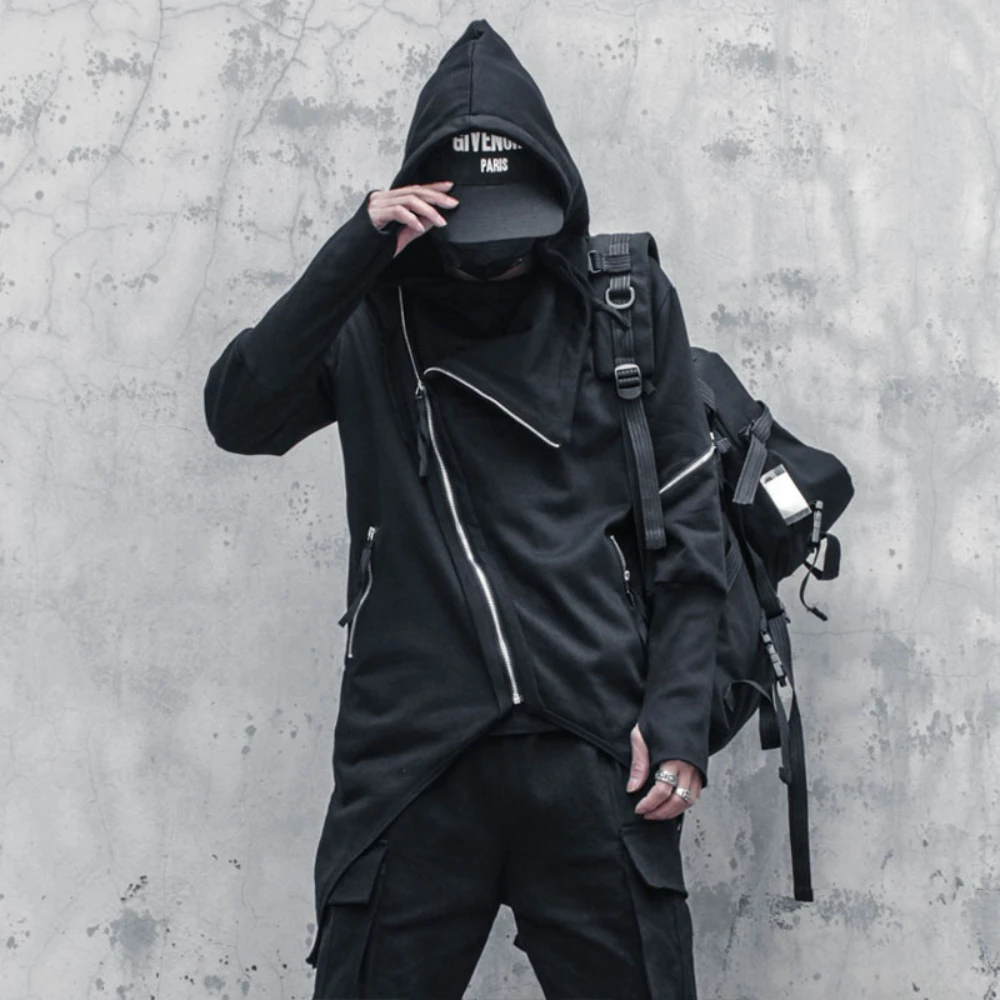 Men Spring Autumn Cloak Middle Long Gothic Darkwear Irregular Zipper Coat Cotton Hip Hop Black Cloak Harajuku Street Techwear
Men Spring Autumn Cloak Middle Long Gothic Darkwear Irregular Zipper Coat Cotton Hip Hop Black Cloak Harajuku Street Techwear