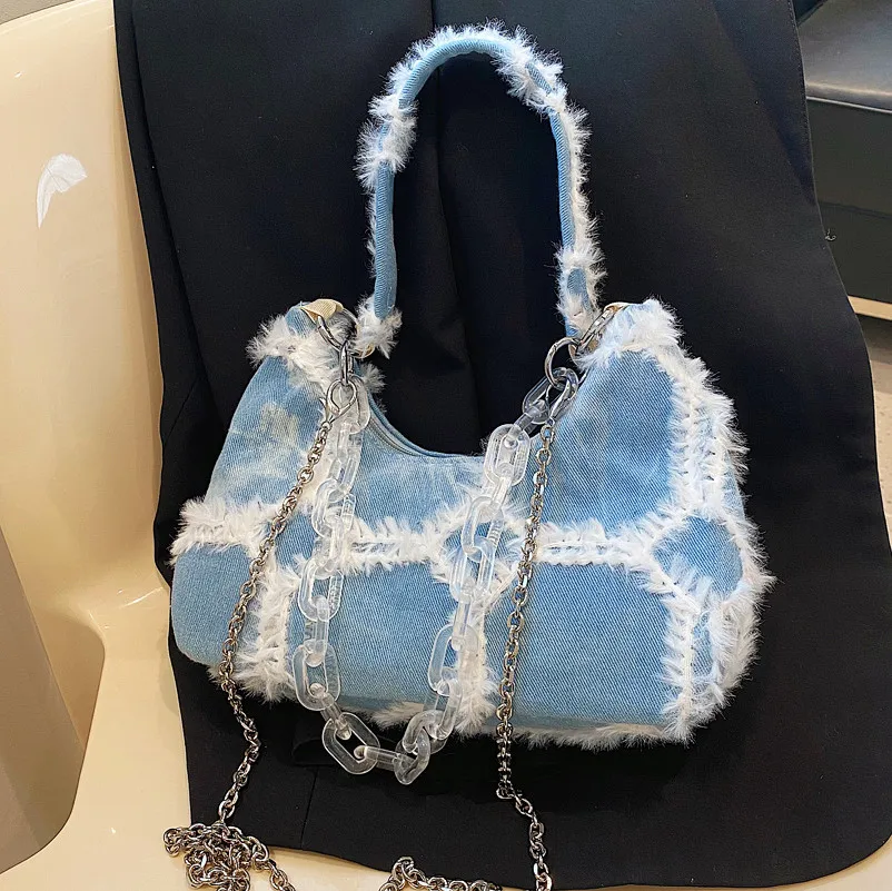 Trend Designer Denim Plaid Handbags Female 2022 Trendy New Items Popular Shopping Travel Shoulder Armpit Bags Chain Women's Bags
Trend Designer Denim Plaid Handbags Female 2022 Trendy New Items Popular Shopping Travel Shoulder Armpit Bags Chain Women's Bags