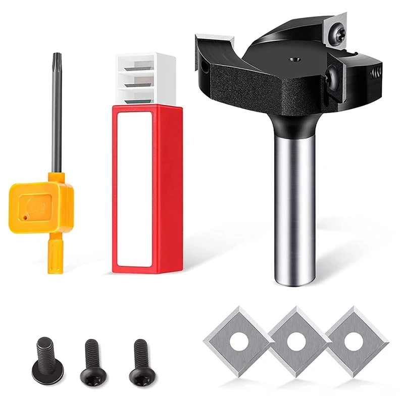 1/2 Inch Shank 2 Inch Cutting Diameter with Square Corners Carbide Inserts 4 Edges,35 Degree Cutting Angle for Wood Slab
1/2 Inch Shank 2 Inch Cutting Diameter with Square Corners Carbide Inserts 4 Edges,35 Degree Cutting Angle for Wood Slab