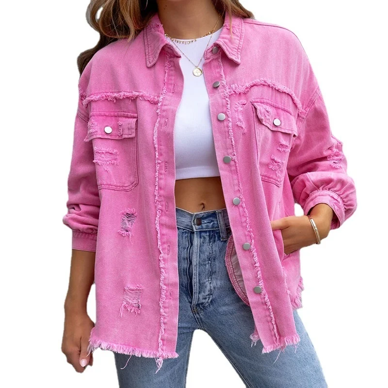 New In 2023 Spring Autumn Fashion Loose Long Denim Jacket With Torn Holes Women Streetwear Tassel Pink Casual Jean Coats
New In 2023 Spring Autumn Fashion Loose Long Denim Jacket With Torn Holes Women Streetwear Tassel Pink Casual Jean Coats