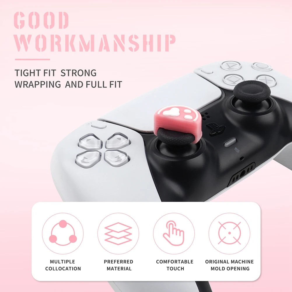 

6Pcs Cat Paw Thumb Stick Grip Cap Cover for PS3/PS4/PS5 / Xbox One / Xbox 360 Controller Joystick Case Accessories(A)