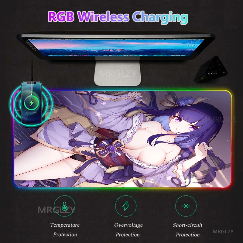 Genshin RGB LED Mouse Pad Wireless Charging Raiden Shogun Charger Mat Backlit Rug Sexy Busty Girl Gaming Accessories MousePad
Genshin RGB LED Mouse Pad Wireless Charging Raiden Shogun Charger Mat Backlit Rug Sexy Busty Girl Gaming Accessories MousePad