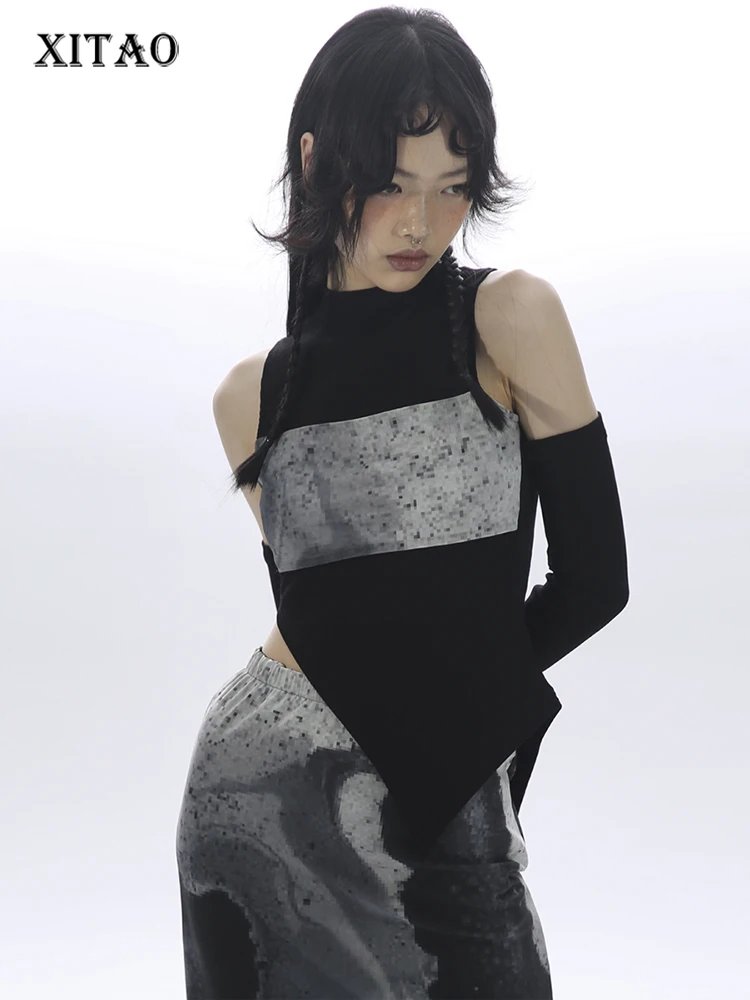 XITAO Irregular Sleeveless T-Shirts Fashion Simplicity Contrast Color Knitting Patchwork Slim Women Stand Collar Top ZY7155
XITAO Irregular Sleeveless T-Shirts Fashion Simplicity Contrast Color Knitting Patchwork Slim Women Stand Collar Top ZY7155