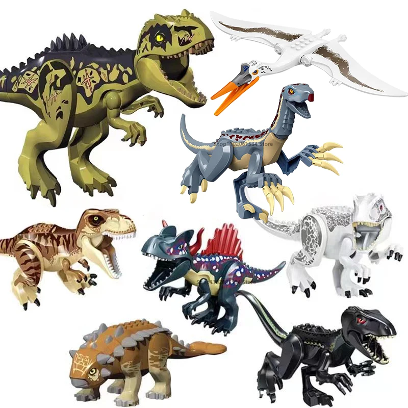 

76 Types Big Size Jurassic World Park Dinosaurs Figures Bricks Assemble Building Blocks Toys Tyrannosaurus Rex For Children Gift