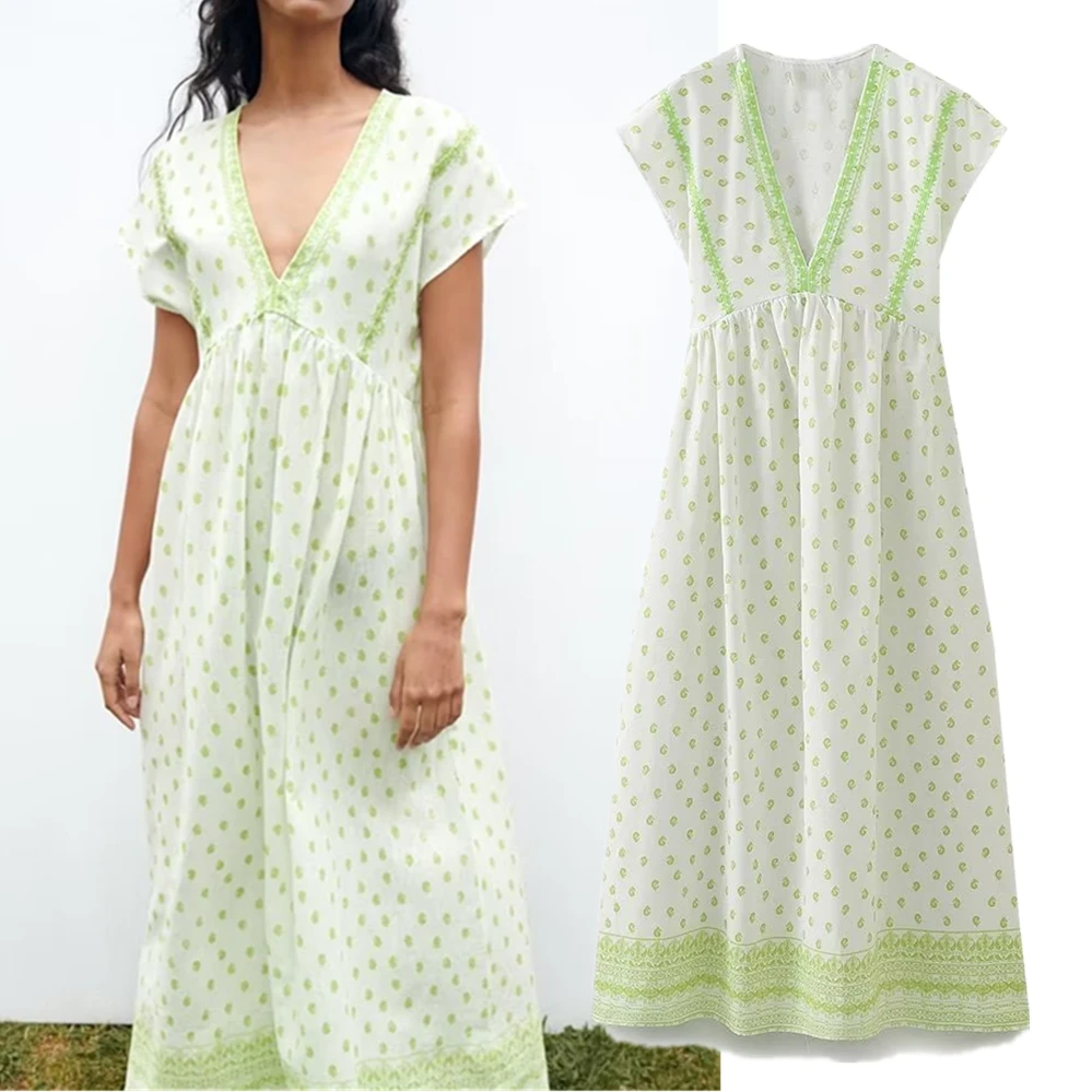 Jenny&Dave French Casual Commuting Midi Dress Women Country Retro Floral V-neck Short-sleeved Embroidery Summer Cotton Dress
Jenny&Dave French Casual Commuting Midi Dress Women Country Retro Floral V-neck Short-sleeved Embroidery Summer Cotton Dress