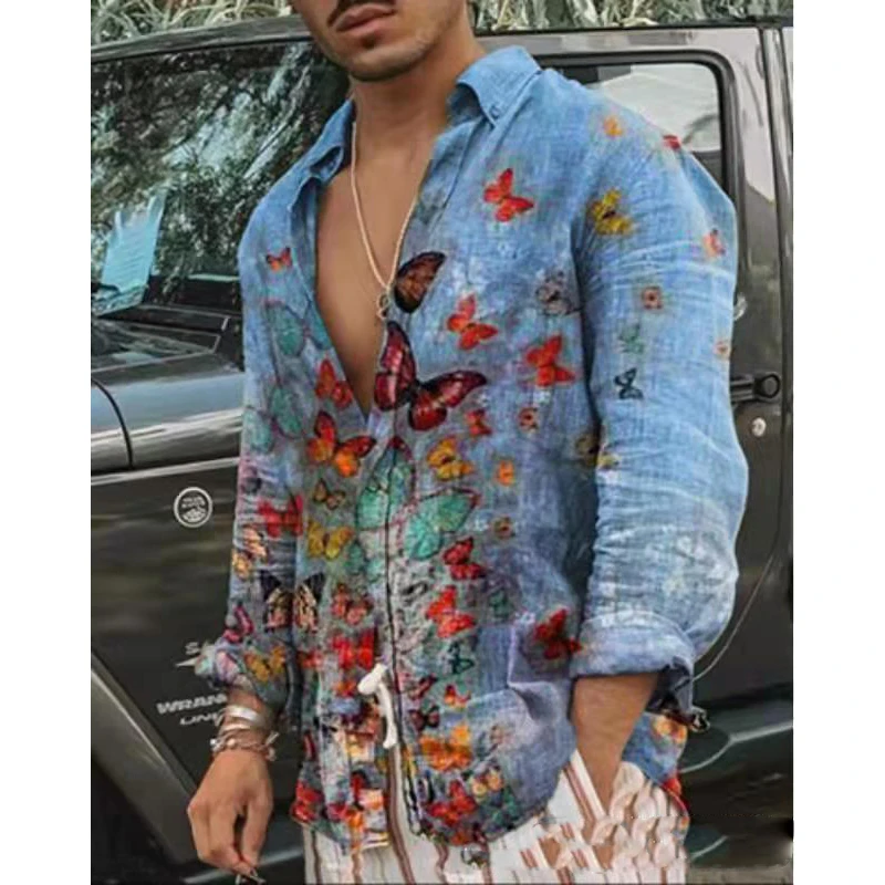 2023 Hawaiian Butterfly Shirts For Men 3D Long Sleeve Flower Shirt Beach Blouse Oversized Tops Tee Shirt Homme Summer Clothing
2023 Hawaiian Butterfly Shirts For Men 3D Long Sleeve Flower Shirt Beach Blouse Oversized Tops Tee Shirt Homme Summer Clothing