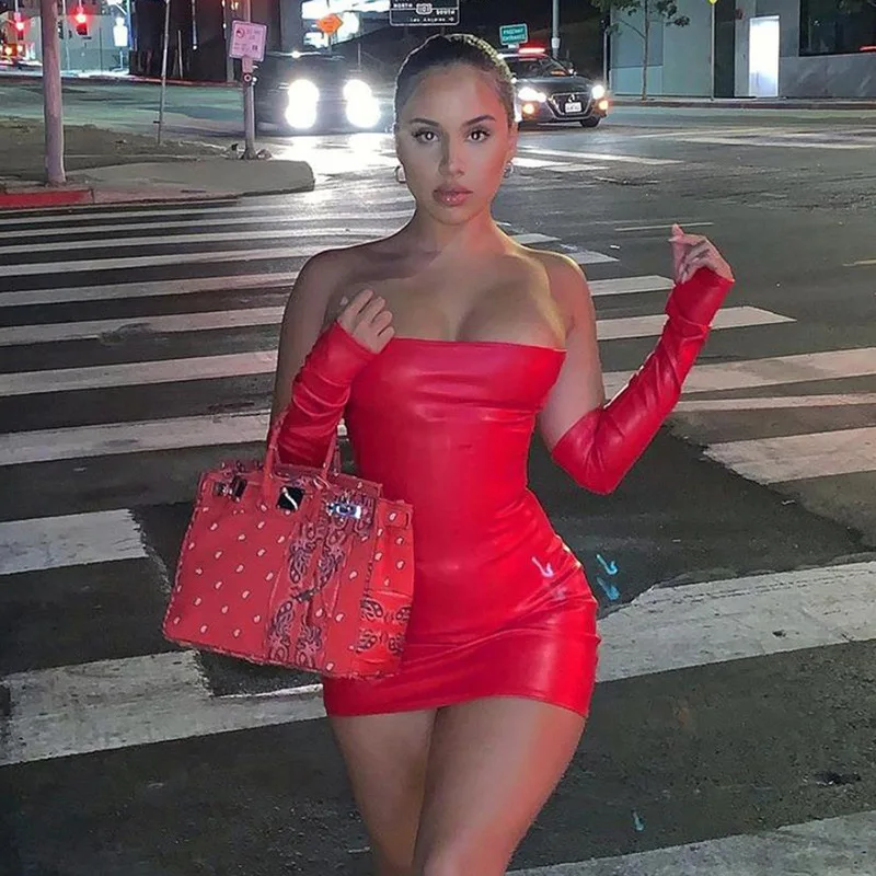 New women's fashion design collar sexy bag hip nightclub style PU dress female mini dress
New women's fashion design collar sexy bag hip nightclub style PU dress female mini dress