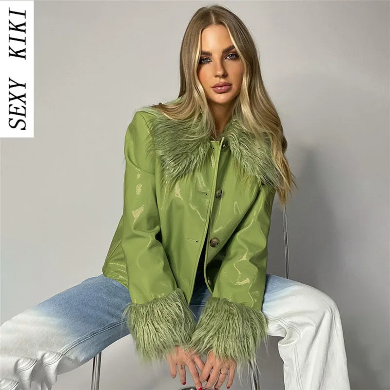 Fur collar leather jacket female American style 2022 winter new leather shiny breasted warm leather jacket casual top
Fur collar leather jacket female American style 2022 winter new leather shiny breasted warm leather jacket casual top