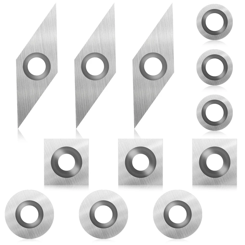 12Pc Tungsten Carbide Cutters Inserts Set For Wood Lathe Turning Tool Square With Radius, Round, Diamond With Pointed
12Pc Tungsten Carbide Cutters Inserts Set For Wood Lathe Turning Tool Square With Radius, Round, Diamond With Pointed