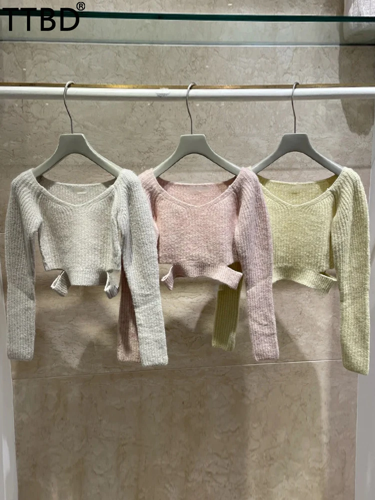 TTBD 2022 spring summer new fashion sweet slim hollow out short knitted sweater ladies open collar long sleeves knitted crop top
TTBD 2022 spring summer new fashion sweet slim hollow out short knitted sweater ladies open collar long sleeves knitted crop top