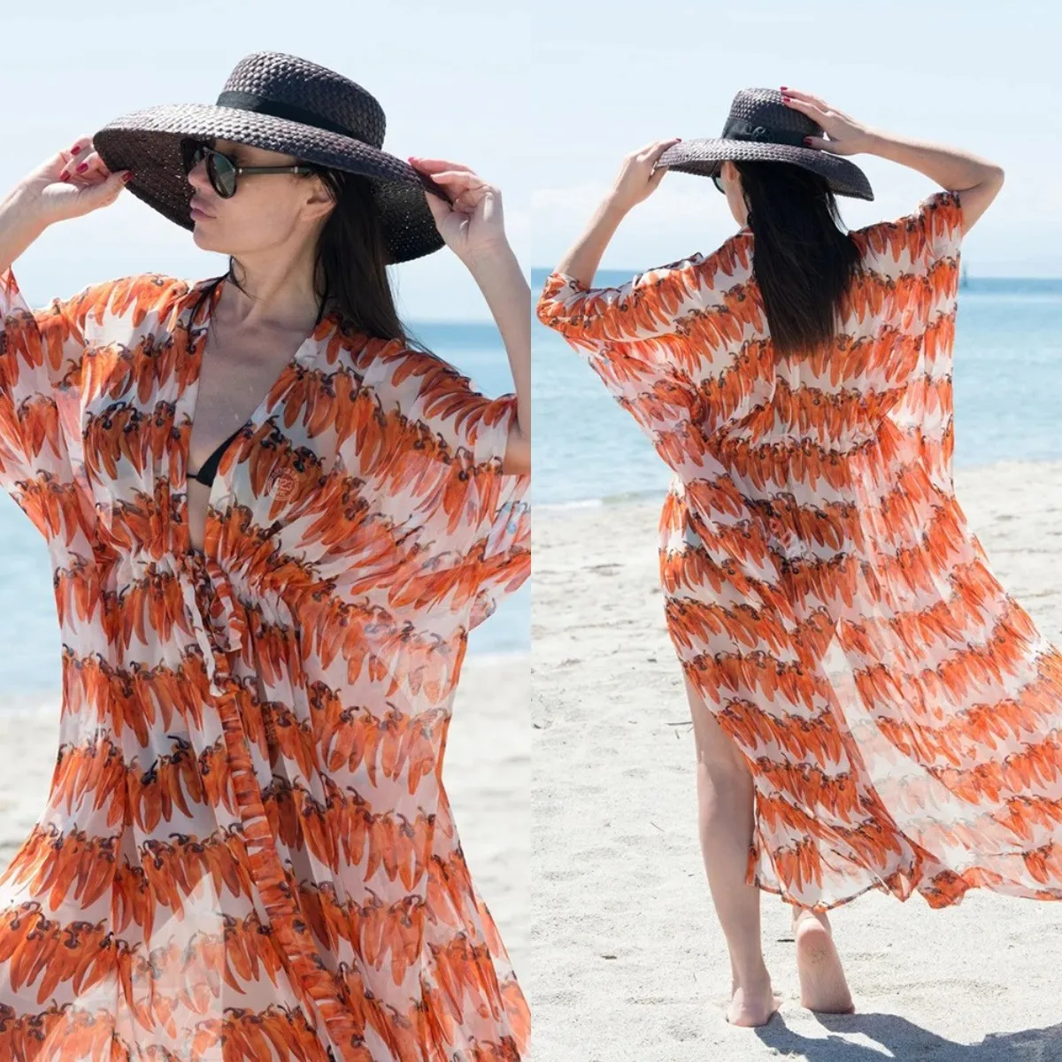 Summer Beach Blouse Chiffon Printed Cardigan Wrap Loose Robe Holiday Beach Skirt Bikini Sunscreen Cardigan Party Vestidos
Summer Beach Blouse Chiffon Printed Cardigan Wrap Loose Robe Holiday Beach Skirt Bikini Sunscreen Cardigan Party Vestidos