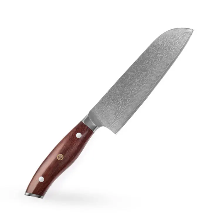

Дамасский нож Santoku 10Cr15CoMoV 67 слоев Дамасская сталь VG10 7 дюймов острый шеф-повар Мясницкий резак кухонные ножи Ручка из розового дерева