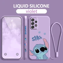 Stitch Lilo Disney Angel Phone Case For Samsung Galaxy A73 A53 A33 A52 A32 A71 A51 A21S A03S 4G 5G Liquid Left Rope Cover Fundas