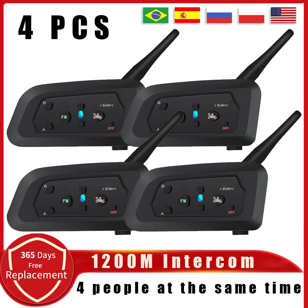 V4 PRO Мотоциклетный Шлем Bluetooth-система Внутренней Связи Диапазон 1200 М 4-сторонняя Полнодуплексная Связь FM-радио Водон...
V4 PRO Мотоциклетный Шлем Bluetooth-система Внутренней Связи Диапазон 1200 М 4-сторонняя Полнодуплексная Связь FM-радио Водон...