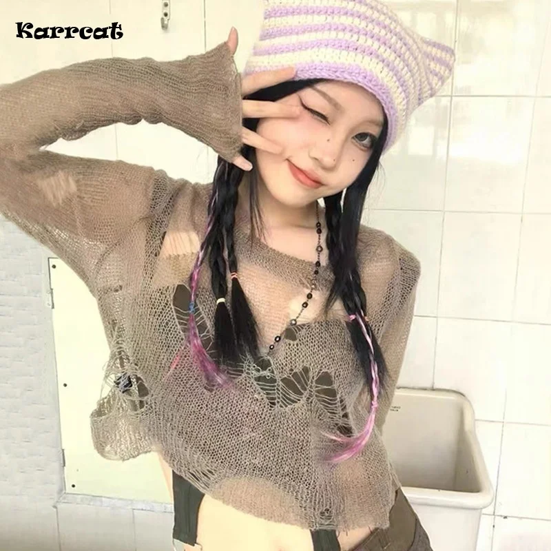 Готический тонкий пуловер гранж с вырезами Juper Harajuku в стиле панк свитер с вырезами вязаные кроп-топы Одежда для E-girl
Готический тонкий пуловер гранж с вырезами Juper Harajuku в стиле панк свитер с вырезами вязаные кроп-топы Одежда для E-girl