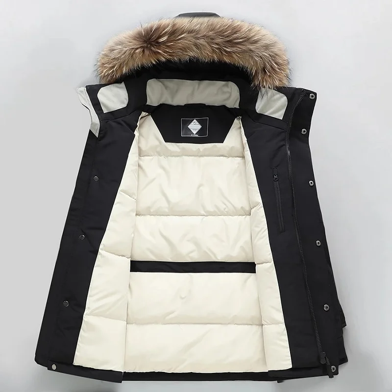 Top Quality New White Duck Down Jacket Men Thick Winter Hat Detached Warm Parka Waterproof Windproof -30 Degrees Mens Jackets
Top Quality New White Duck Down Jacket Men Thick Winter Hat Detached Warm Parka Waterproof Windproof -30 Degrees Mens Jackets