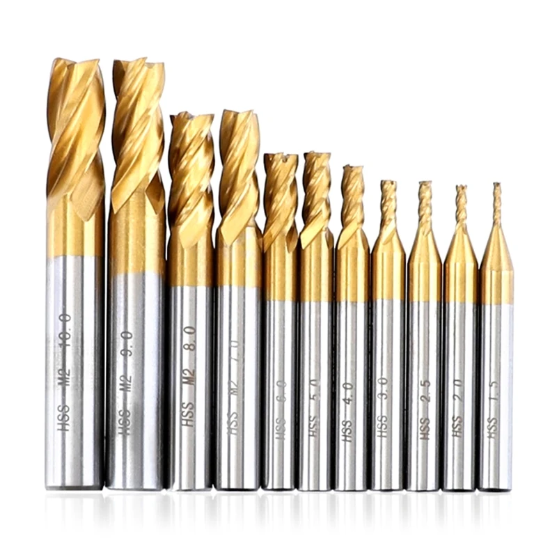 Convenient 1.5-10mm Milling Cutter Set 11x/Set Anti-corrosion H.S.S 4-Flute End Mill Bits Straight Shank Drill Bits
Convenient 1.5-10mm Milling Cutter Set 11x/Set Anti-corrosion H.S.S 4-Flute End Mill Bits Straight Shank Drill Bits