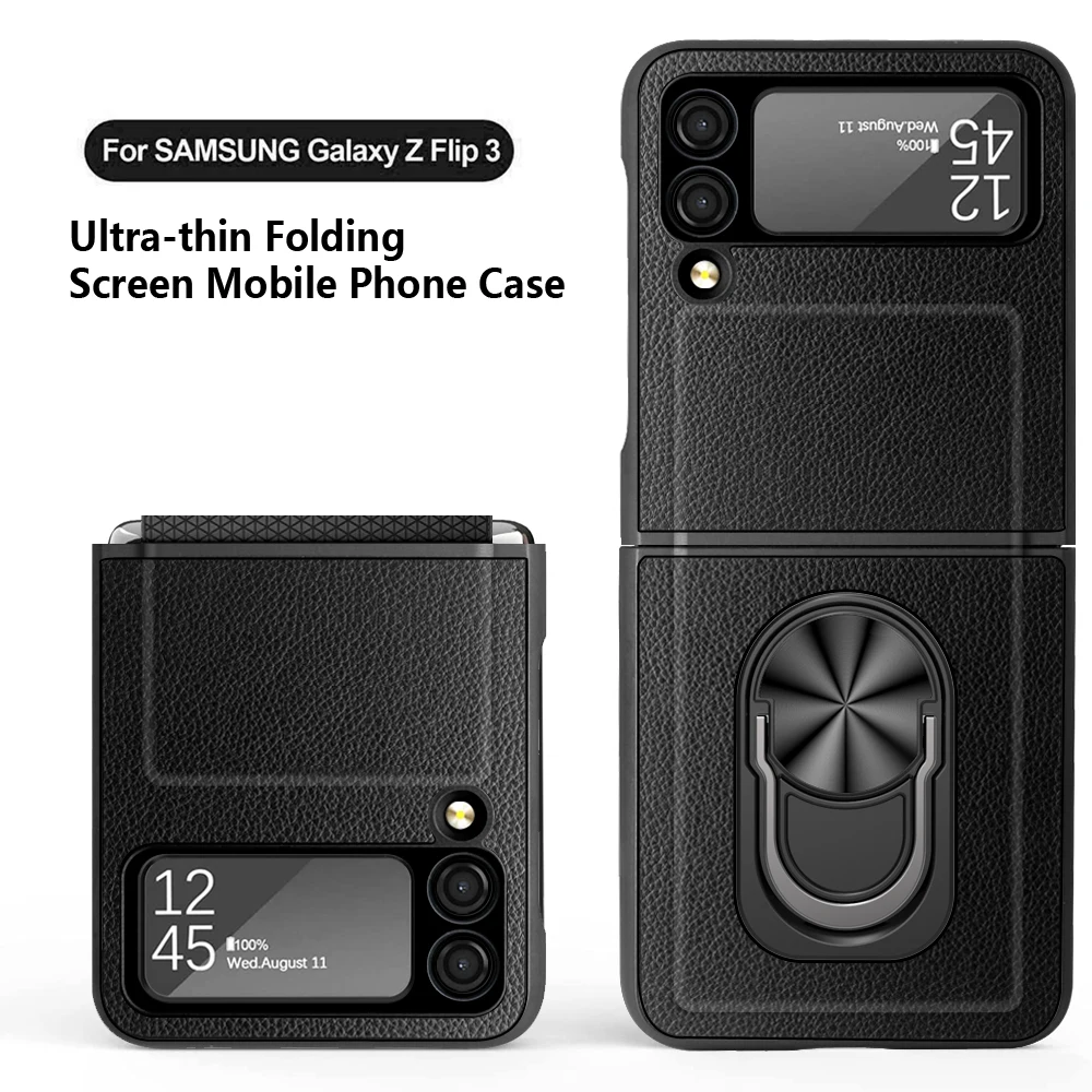 Противоударный кожаный чехол с кольцом-подставкой для Samsung Galaxy Z Flip 3 5G Flip3, чехол для сотового телефона с защитой от царапин для Samsung Z Flip 3
Противоударный кожаный чехол с кольцом-подставкой для Samsung Galaxy Z Flip 3 5G Flip3, чехол для сотового телефона с защитой от царапин для Samsung Z Flip 3