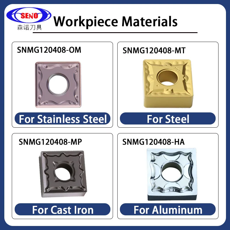 SENO 10pcs Carbide Insert SNMG120404 SNMG120408 MA Metal Cylindrical Turning Tool CNC Lathe Tool SNMG Turning Tool Blade
SENO 10pcs Carbide Insert SNMG120404 SNMG120408 MA Metal Cylindrical Turning Tool CNC Lathe Tool SNMG Turning Tool Blade