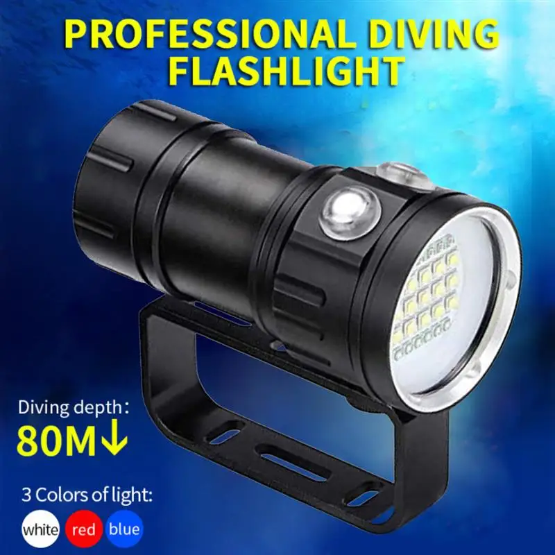 LED Diving Flashlight Waterproof 18000Lumens Lumens Underwater Lighting 500m Tactical Torch For Photography Video Fill Light
LED Diving Flashlight Waterproof 18000Lumens Lumens Underwater Lighting 500m Tactical Torch For Photography Video Fill Light