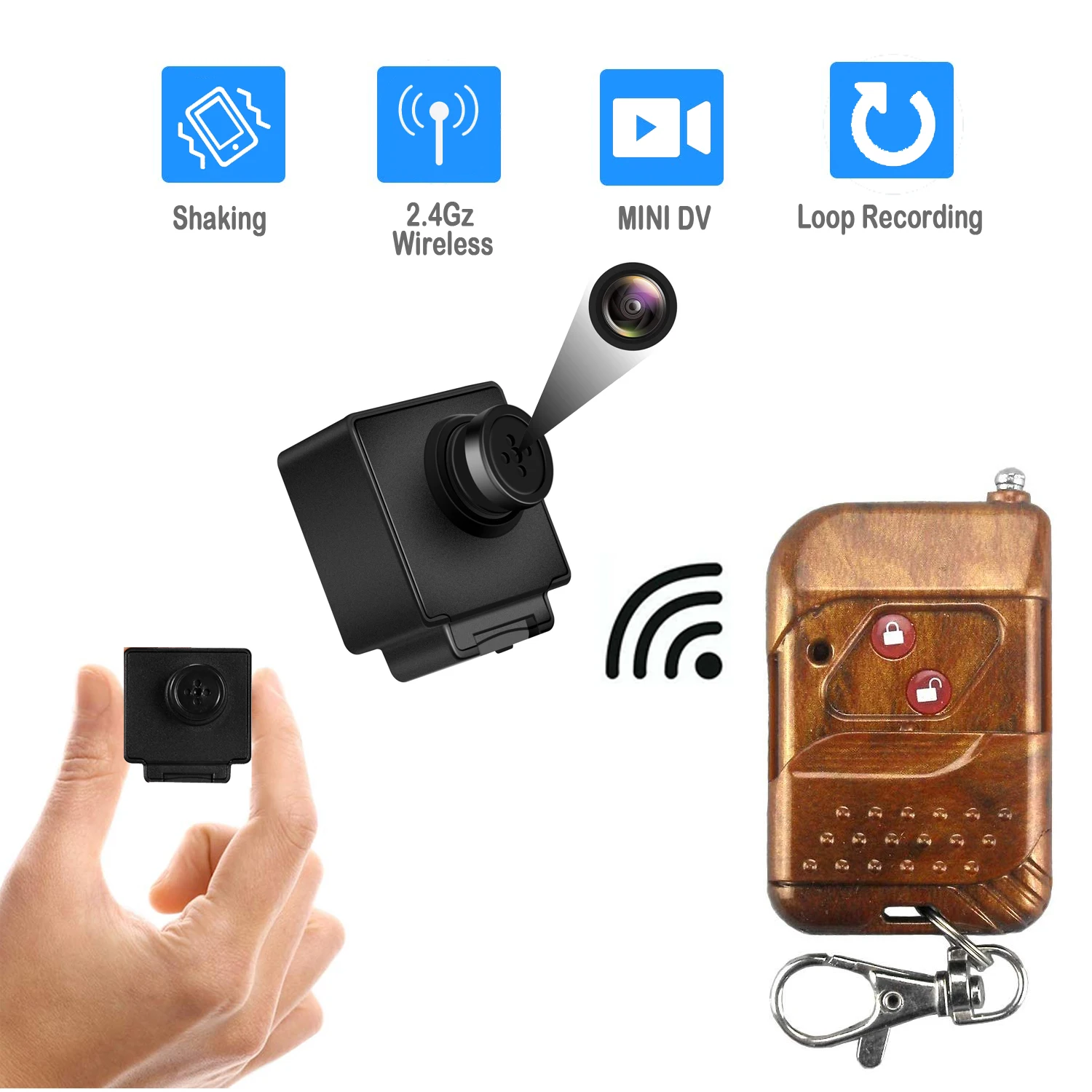 1080P Button Mini Camera RF Body Cam Micro DVR Recorder Remote Controller Small Security Camcorder Wireless Micro Camera Espia
1080P Button Mini Camera RF Body Cam Micro DVR Recorder Remote Controller Small Security Camcorder Wireless Micro Camera Espia