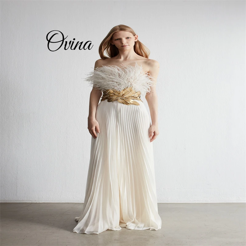 New 2023 Sexy Women's Sleeveless Jumpsuits Fashion Feather Design Chic White Chiffon Jumpsuits Wide Leg Trousers
New 2023 Sexy Women's Sleeveless Jumpsuits Fashion Feather Design Chic White Chiffon Jumpsuits Wide Leg Trousers