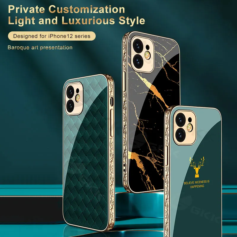 Роскошный стеклянный чехол GKK с узором для IPhone 12 Pro, противоударный защитный жесткий чехол с покрытием и резьбой по краям для IPhone 12 Pro
Роскошный стеклянный чехол GKK с узором для IPhone 12 Pro, противоударный защитный жесткий чехол с покрытием и резьбой по краям для IPhone 12 Pro