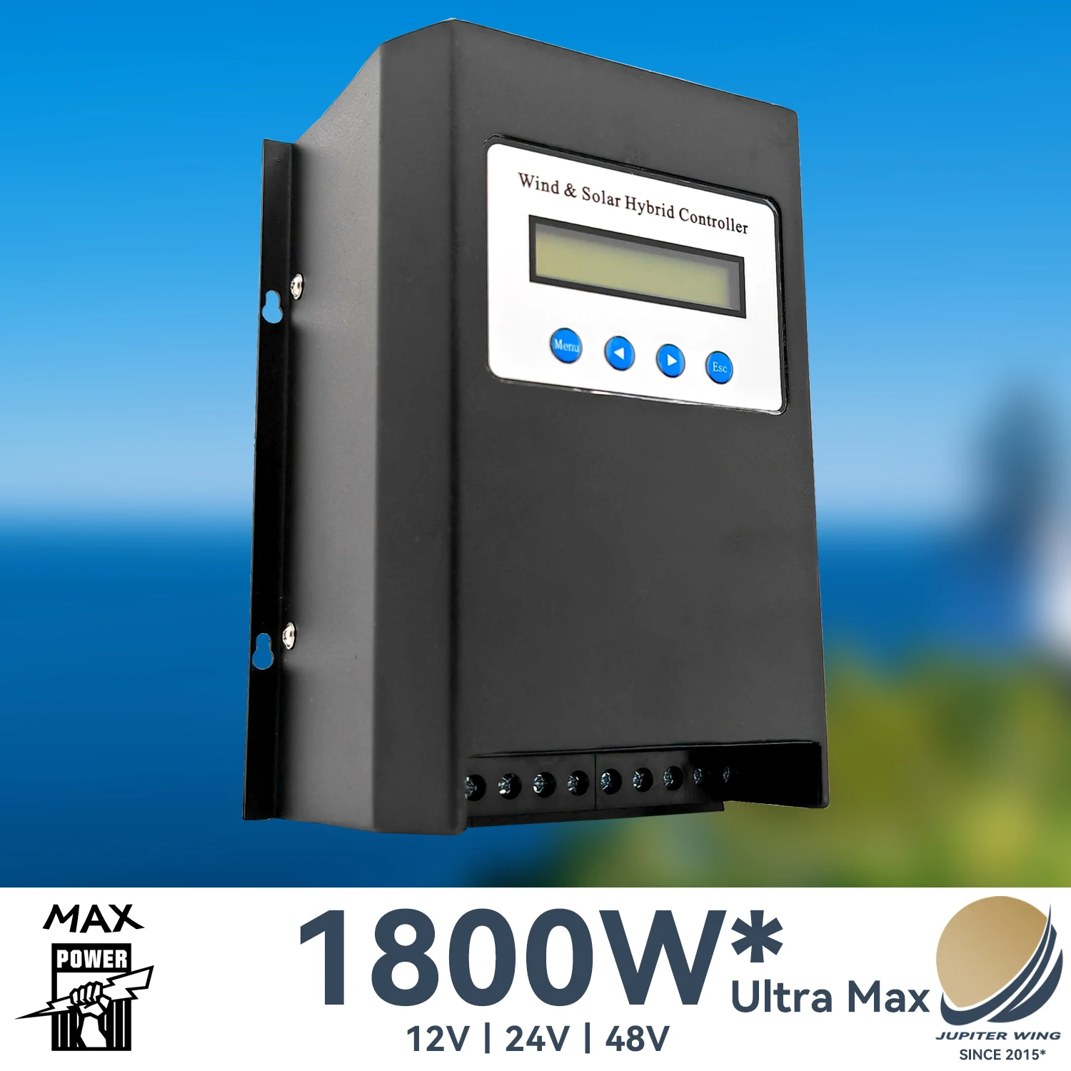 Jupiterwind High Efficiency Ultra Hybrid MPPT Wind Solar Charge Controller, 12/24V 24/48v AUTO Switch, Maximum Power input 1800W
Jupiterwind High Efficiency Ultra Hybrid MPPT Wind Solar Charge Controller, 12/24V 24/48v AUTO Switch, Maximum Power input 1800W