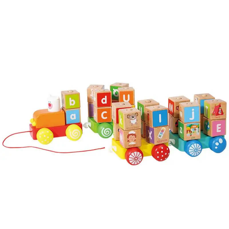 

Letter ABC Train Set Safe ABC Cart Sorting Block Stacking Game Montessori Educational Toys For Kids Toddlers Boy Girls 3 Years