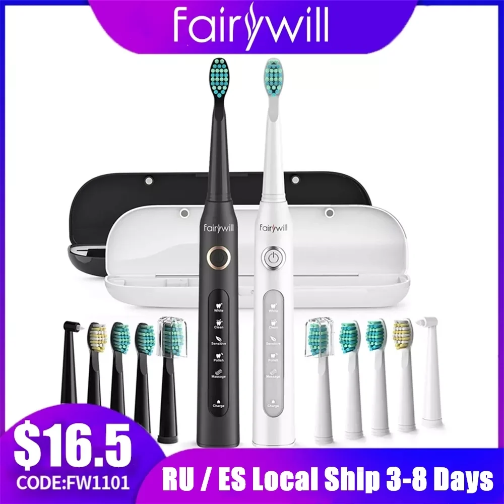 Fairywill Sonic Electric Toothbrushes for Adults Kids 5 Modes Smart Timer Rechargeable Whitening Toothbrush with 10 Brush Heads
Fairywill Sonic Electric Toothbrushes for Adults Kids 5 Modes Smart Timer Rechargeable Whitening Toothbrush with 10 Brush Heads