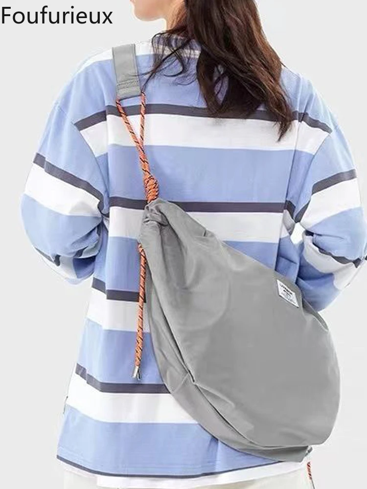 

Foufurieux New Fashion Cotton Casual Shoulder Bag Lightweight Simple Large Capacity Handbag Joker Diagonal Bag College Students