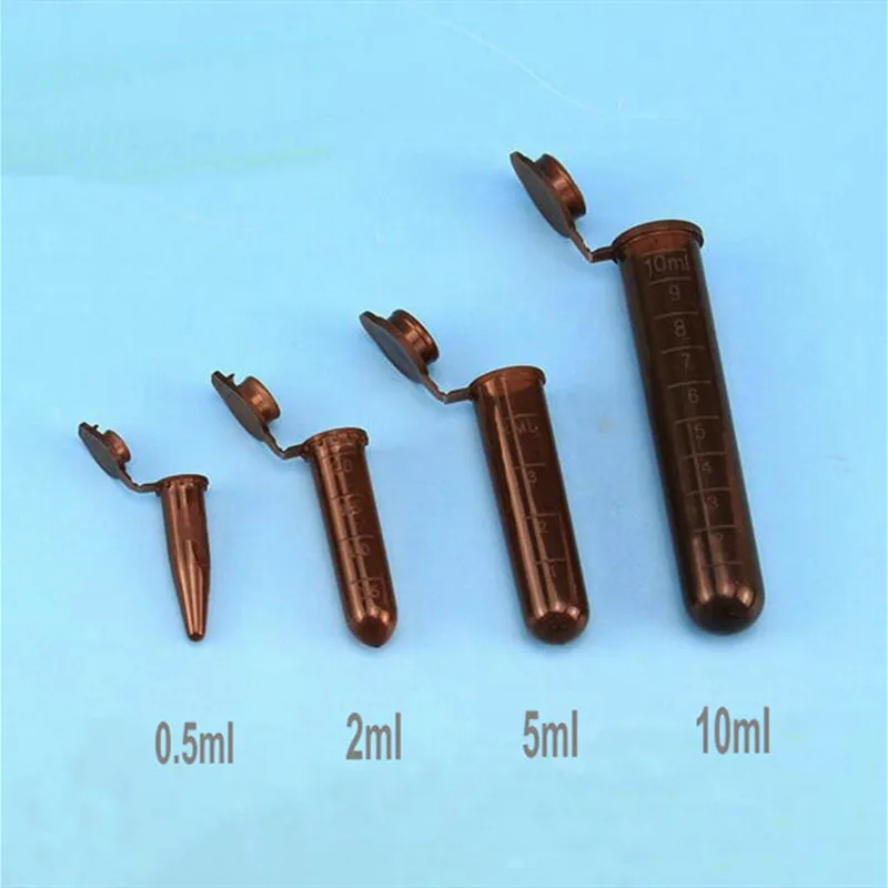 0.5ml 1.5ml 2ml 5ml 10ml plastic brown lucifugal centrifuge tube Micro Laboratory Test Tubing Vial lab sample container with cap
0.5ml 1.5ml 2ml 5ml 10ml plastic brown lucifugal centrifuge tube Micro Laboratory Test Tubing Vial lab sample container with cap