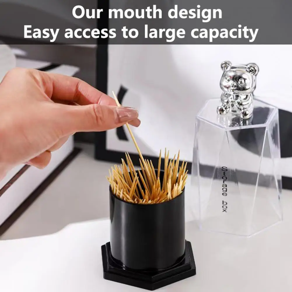 

Toothpick Box Compact Space-saving Portable Transparent Toothpicks Canister Household Supply