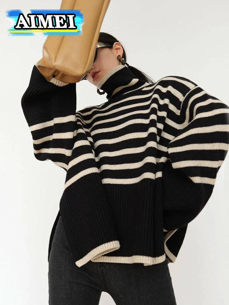 Women Autumn Winter Turtleneck Sweater Striped Knitted Knitwear Korean Fall Clothes Pullover WorK Formal Femme Sweatshirt 2023
Women Autumn Winter Turtleneck Sweater Striped Knitted Knitwear Korean Fall Clothes Pullover WorK Formal Femme Sweatshirt 2023
