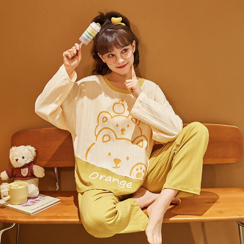 pajamas women's spring autumn new long sleeve sweet round neck pullover cute cartoon autumn winter home clothes
pajamas women's spring autumn new long sleeve sweet round neck pullover cute cartoon autumn winter home clothes