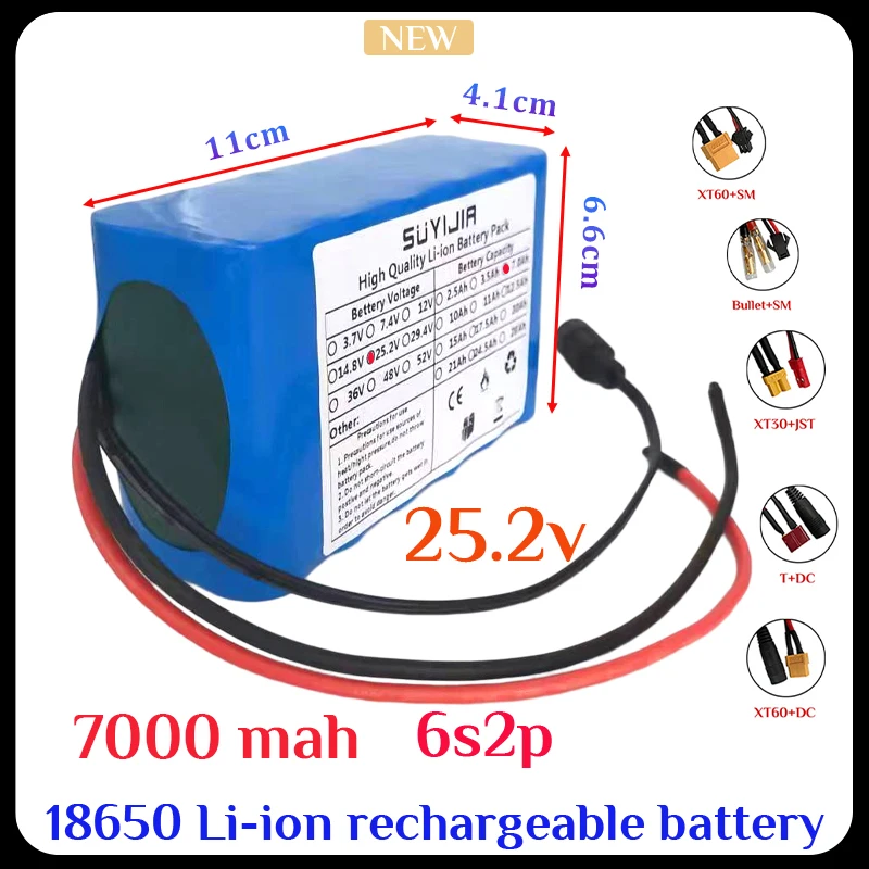 18650 6S2P 25.2V 7000mah Lithium Battery Pack Built-in Smart BMS Electric Bicycle Unicycle Scooter Wheelchair with 25.2V Charger 
18650 6S2P 25.2V 7000mah Lithium Battery Pack Built-in Smart BMS Electric Bicycle Unicycle Scooter Wheelchair with 25.2V Charger