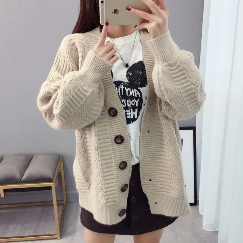 Autumn Winter Loose Sweater Coat For Women Korean Fashion Knit Warm Thick Sweaters Cardigan
Autumn Winter Loose Sweater Coat For Women Korean Fashion Knit Warm Thick Sweaters Cardigan