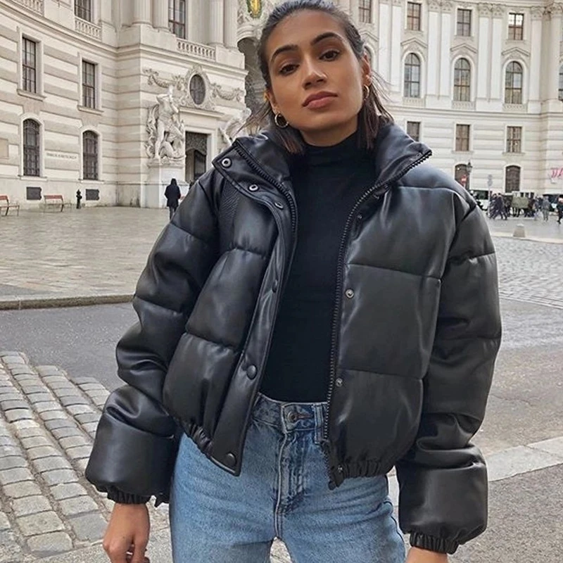Winter Thick PU Leather Coat Women's Short Fashion Plus Down Down Jacket Solid Color Paired Simple Zipper Clothes
Winter Thick PU Leather Coat Women's Short Fashion Plus Down Down Jacket Solid Color Paired Simple Zipper Clothes