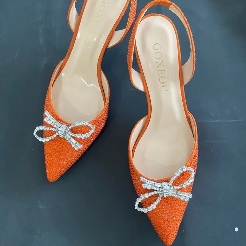 GOXEOU Women's Sandals flock Slingbacks Wedding HIgh Heels Slingback Shoes Fashion Fancy Luxury Bow Diamond Embedd Size 32-46
GOXEOU Women's Sandals flock Slingbacks Wedding HIgh Heels Slingback Shoes Fashion Fancy Luxury Bow Diamond Embedd Size 32-46