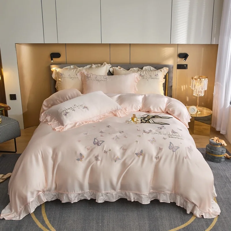Natural Skin-friendly Breathable Cool Princess 4Pcs Bedding Butterfly Embroidery Quilt/Duvet Cover Set Bed Linen Pillowcases
Natural Skin-friendly Breathable Cool Princess 4Pcs Bedding Butterfly Embroidery Quilt/Duvet Cover Set Bed Linen Pillowcases