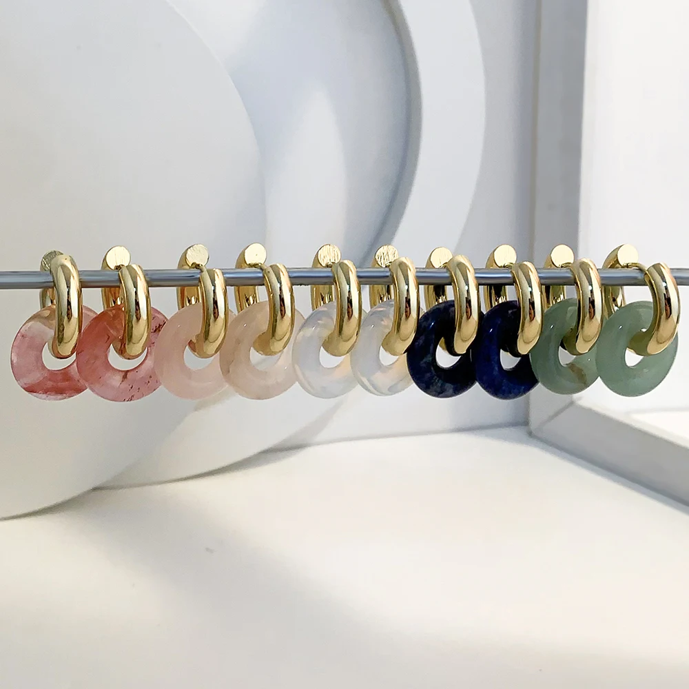 Multicolor Natural Stone Round Gold Color Hoop Earrings for Women Jewelry Boho Opal Stainless Steel Hoops Korean Earring Gifts
Multicolor Natural Stone Round Gold Color Hoop Earrings for Women Jewelry Boho Opal Stainless Steel Hoops Korean Earring Gifts