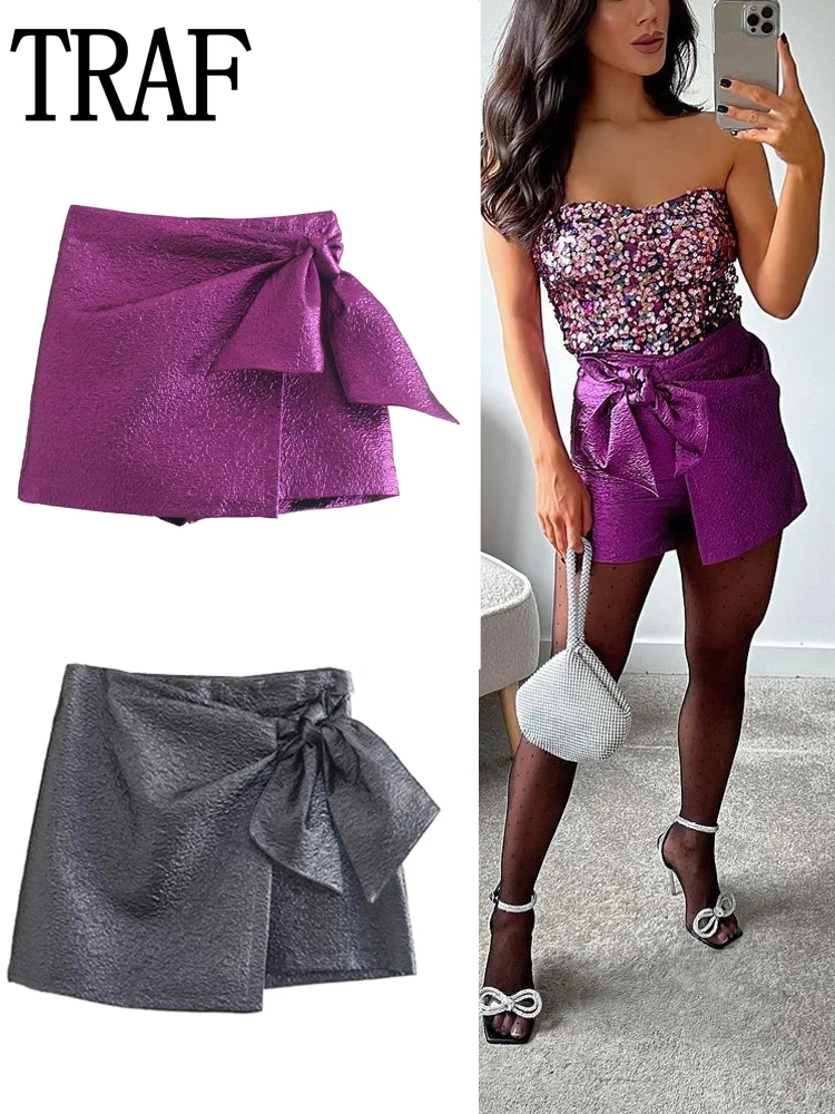 TRAF Shiny High Waist Shorts Women Grey Knot Skorts Women Winter Ruched Bermuda Shorts Woman Streetwear Asymmetric Skirt Shorts
TRAF Shiny High Waist Shorts Women Grey Knot Skorts Women Winter Ruched Bermuda Shorts Woman Streetwear Asymmetric Skirt Shorts