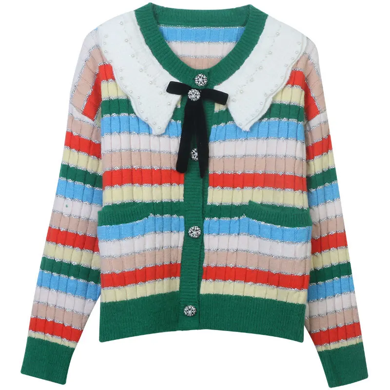 Rainbow Striped Sweater Cardigans Women Knit Crop Tops Long Sleeve Jersey 2022 Autumn Winter Fashion Female Clothes Korean Lady
Rainbow Striped Sweater Cardigans Women Knit Crop Tops Long Sleeve Jersey 2022 Autumn Winter Fashion Female Clothes Korean Lady