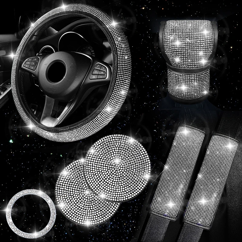 Bling Car Accessories 5 Color Diamond Car Steering Wheel Cover Seat Belt Cushion Shift Knob Cover Push Start Button Decor Suit
Bling Car Accessories 5 Color Diamond Car Steering Wheel Cover Seat Belt Cushion Shift Knob Cover Push Start Button Decor Suit