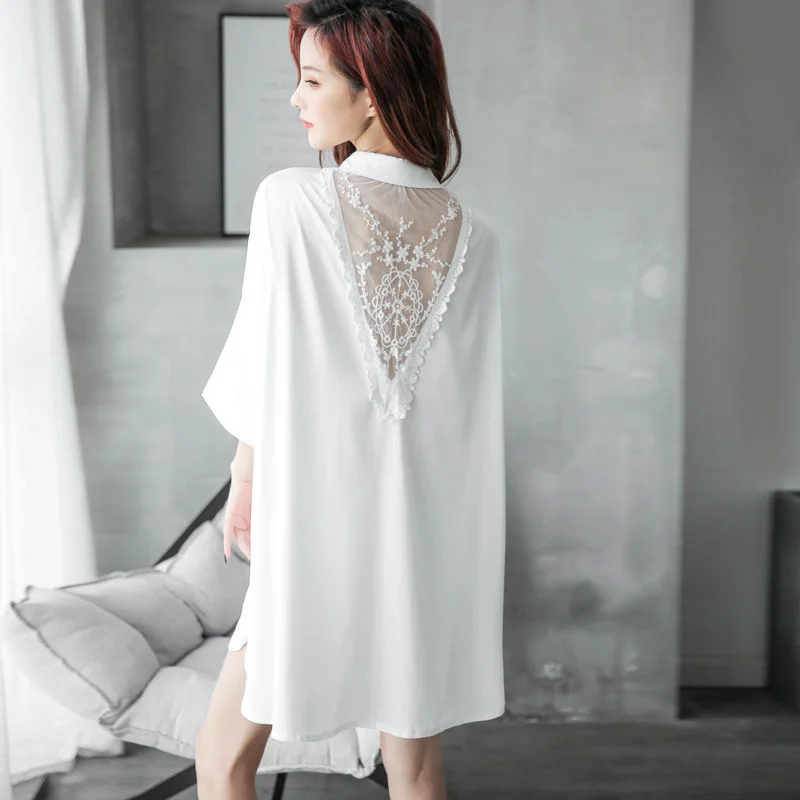 Summer Nightdress Female Sexy Medium Lace Thin White Shirt Large Chiffon Adults Pajamas Kawaii Dress Womens Tops Blouses
Summer Nightdress Female Sexy Medium Lace Thin White Shirt Large Chiffon Adults Pajamas Kawaii Dress Womens Tops Blouses